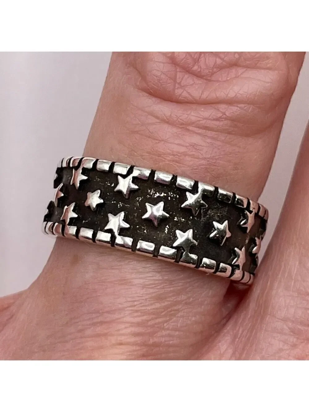 925 Sterling Stamped Adjustable Star Boho Ring #1308